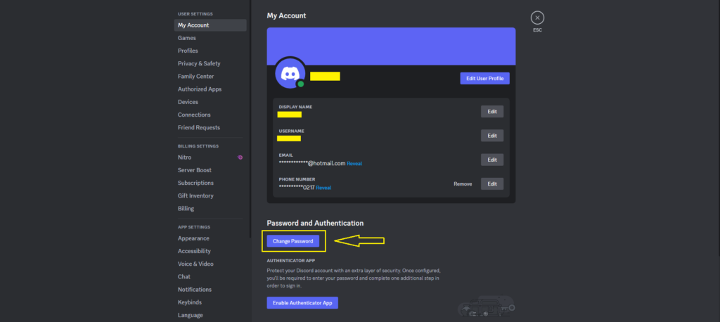 Change Discord Password